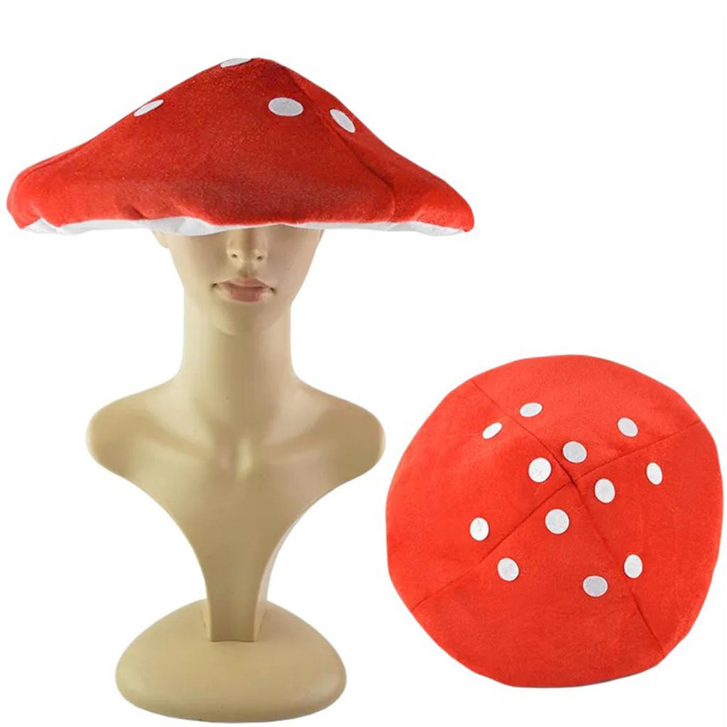 Adult Stuffed Mushroom Shape Hat Christmas Party Plush Hat Adult Carnivals Photography Hat Halloween Party Festival Hat