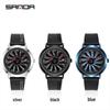 Sanda 1045 Mahjong Rotating Leather Strap Men's Creative Wristwatch