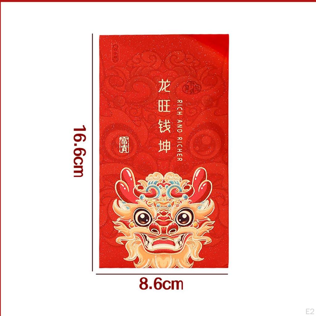 6x Chinese Year Red Envelopes Lucky Money Greeting Card Gifts Wishes Hong Bao