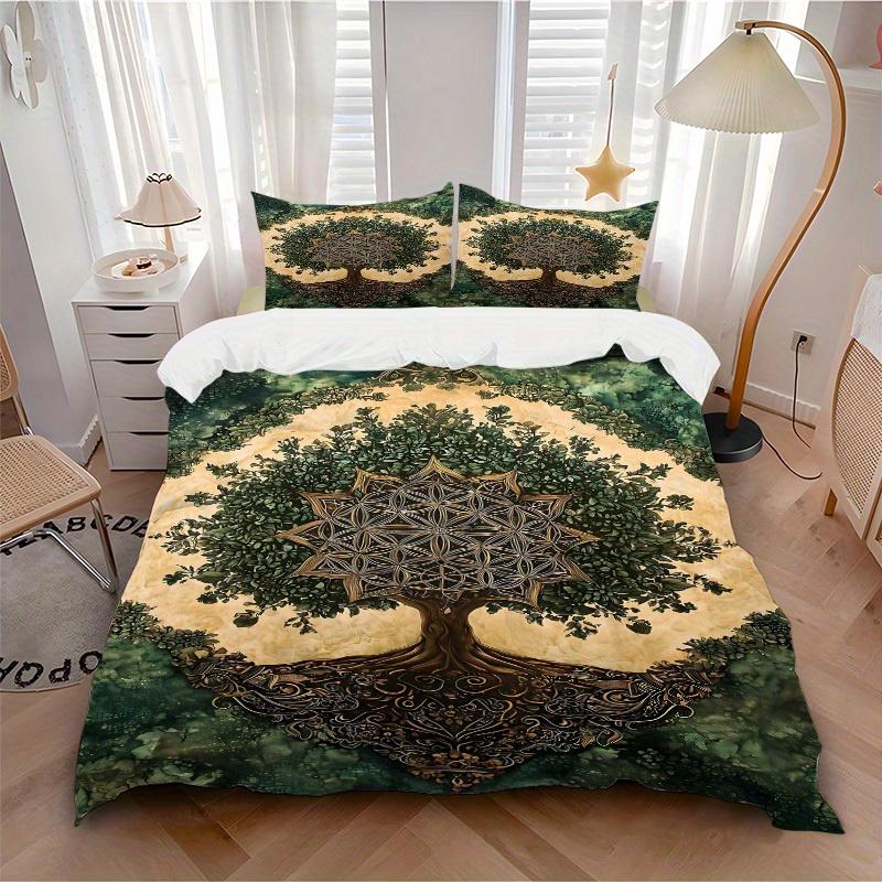 

3pcs Nature Spirituality Soft Comfortable Bedding set, For Bedroom, Guest Room And Dorm, All - Season Use, High-Definition Printing130 135x200cm
