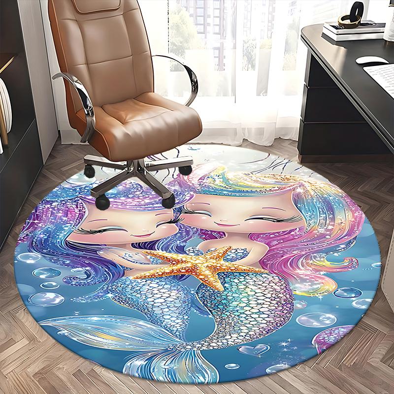 Mermaid Tail Chair Mat - Round Carpet for Home Decor