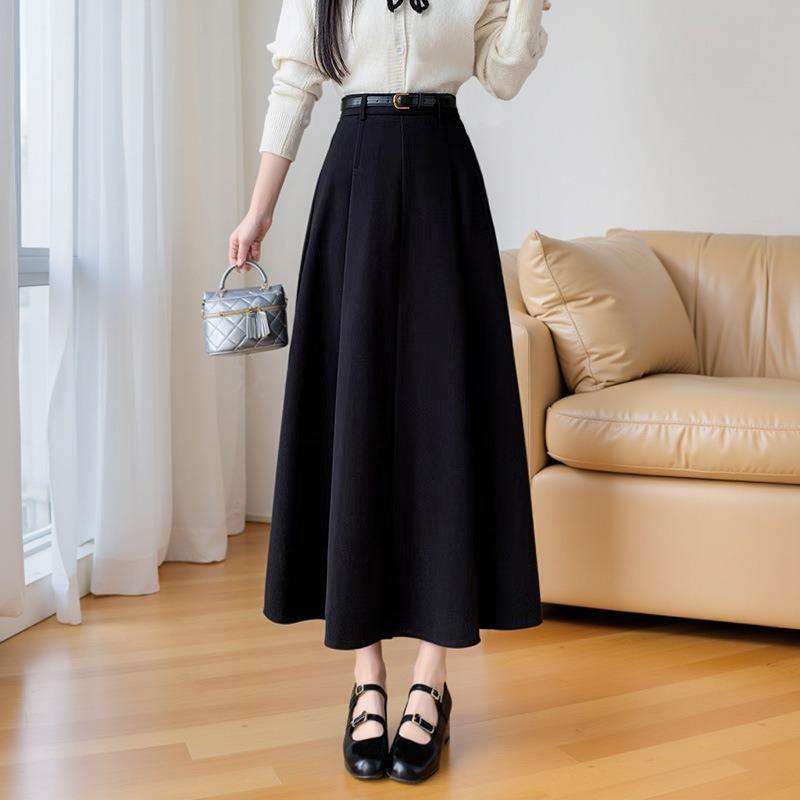 Plus Size Women's New Fall Pleated Skirt In The Long A Line Skirt