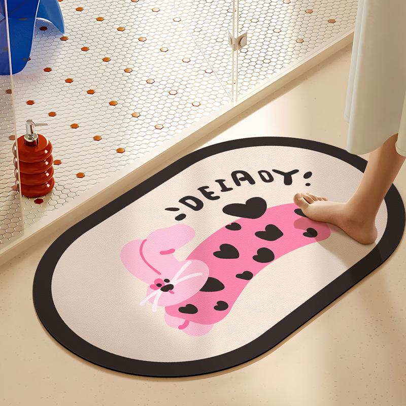 Cartoon Bathroom Water Absorption Oil Absorption Anti-slip Mat Household Toilet Quick-drying Foot Pad Bathroom Door Diatom Mud Mat