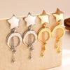 Exaggerated Metal Star Moon Dangle Earrings for Women Ladies Fashion Small Ball Tassel Drop Earrings Party Jewelry Accessories
