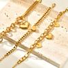 Vintage Stainless Steel Thick Chain Love Heart Charms Bracelet For Women Grils Gift Waterproof Jewelry