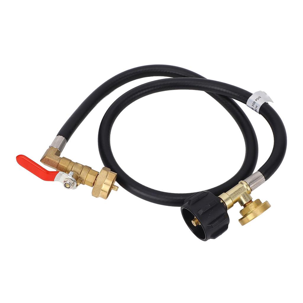 3FT Gas Refill Adapter Hose with Gauge and Valve 350PSI High Pressure QCC1 Connector 1lb To 20lb
