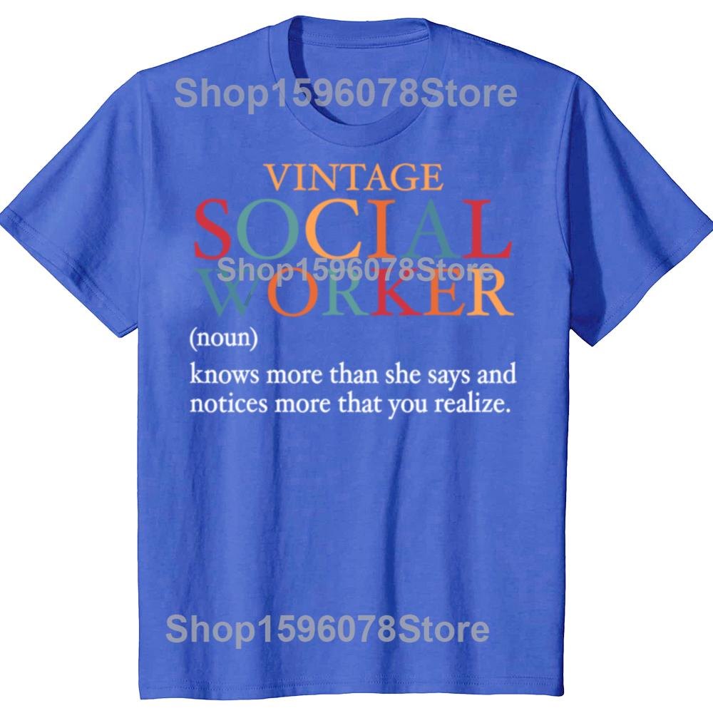 T-shirt Divertenti Definizione Assistente Sociale Vintage Uomo Donna Casual Cotone Umorismo Streetwear Maglietta Manica Corta Abbigliamento Unisex