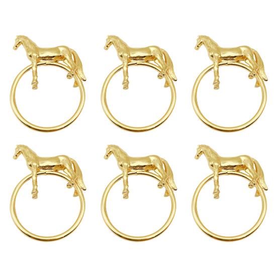 

6 шт. Пряжка для салфетки в форме животного Декоративный сплав Свадьба Лошадь Кольцо для салфетки Декор Аксессуары 2 золотистый