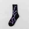 Harajuku Hip-Hop Street Sports Skate Socks Tie Dye Lightning Designer Happy White Socks Women