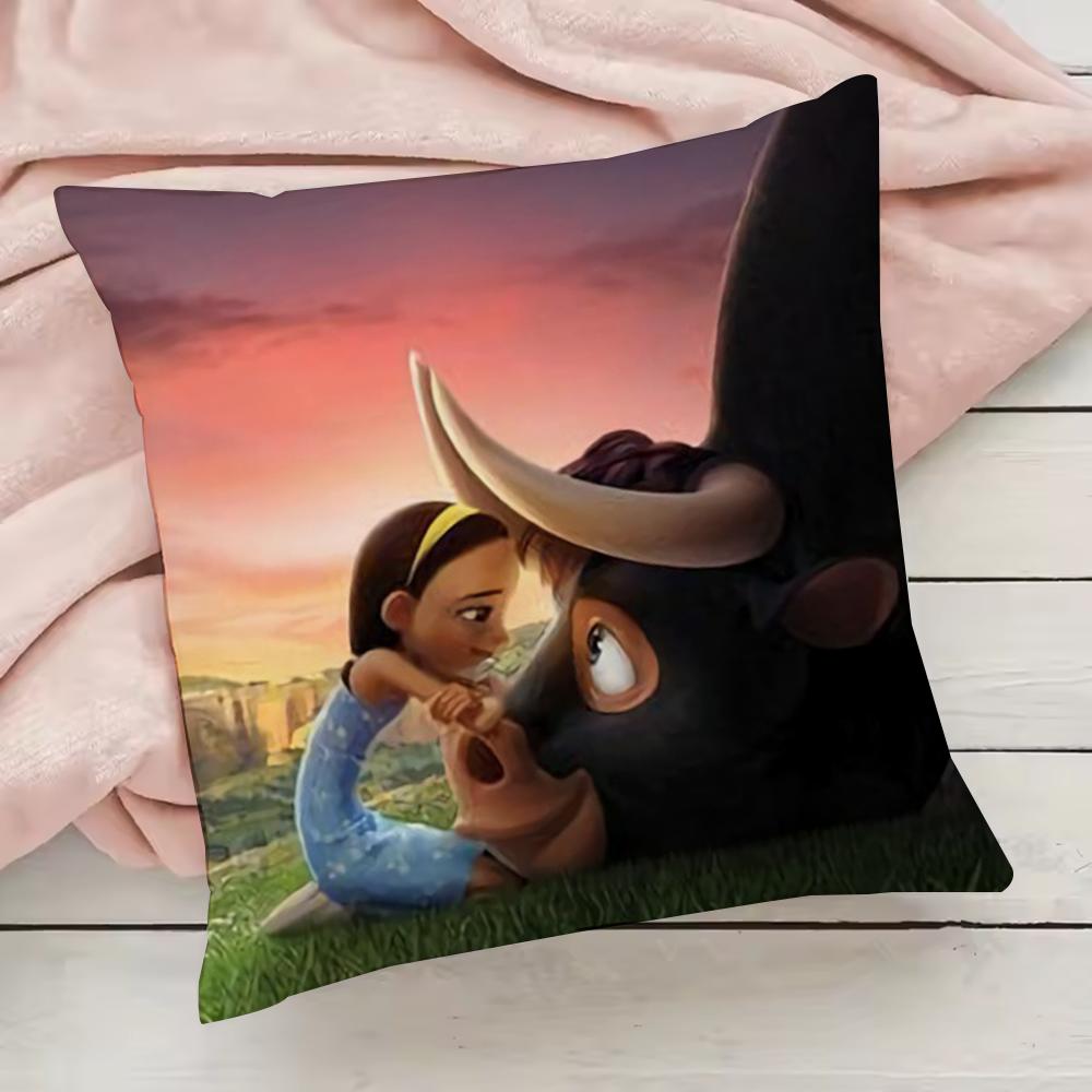 Niedlicher Cartoon Ferdinand Kissenbezug Kissenbezug Anti-Hausstaubmilben Kissen Unsichtbarer Reißverschluss seidiger kurzer Plüsch Sofakissenbezug