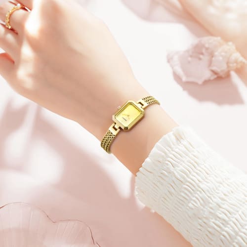 BERNY Women's Quartz Watch, Rectangular Mini Watch, Fashionable Minimalist Watch, 7 ATM Water Resistance, Stainless Steel Removable Watch Band