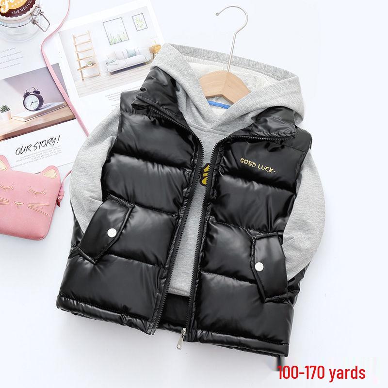 Waschfreie glänzende Daunenweste für Jungen und Mädchen mit Stehkragen - Herbst/Winter