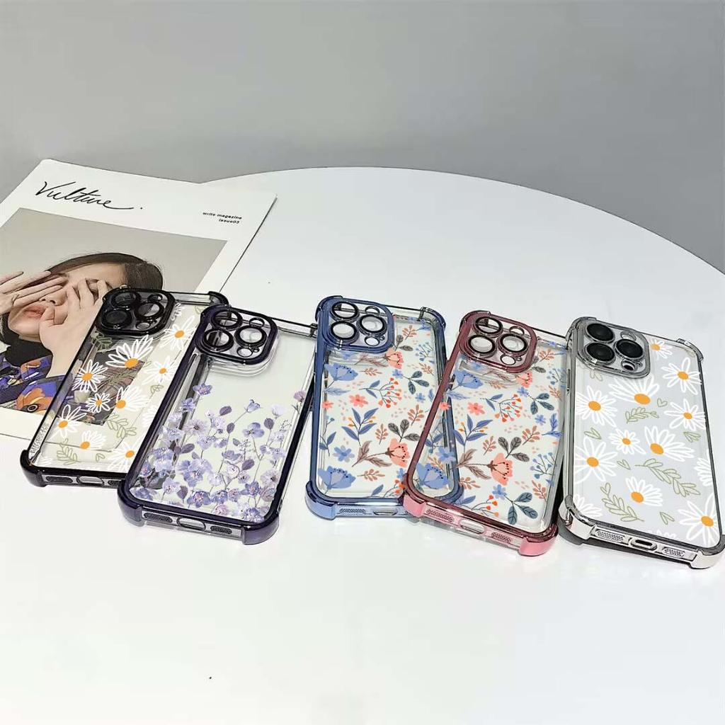 Purple Flowers Leaf Cover For Realme 15T 15 14 13 12 11 Plus Pro 5G C85 C71 C65 C53 C55 C35 C85 C21Y Air-Guard Corners Case Sof