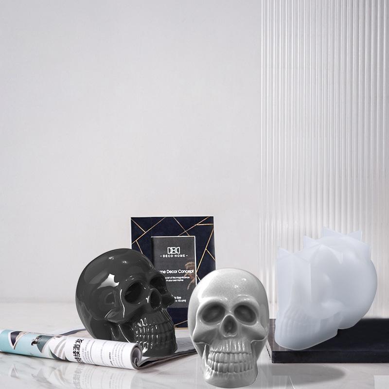 Large Skull Candle Silicone Mold Halloween Ornament Silicone Molds Epoxy Soap Plaster Mold 3D Craft Casting Mould Home Decor