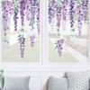 decalmile Purple Hanging Vine Double Sided Window Clings Wisteria Flower Leaf Window Decals Anti-Collision Glass Doors Window Stickers