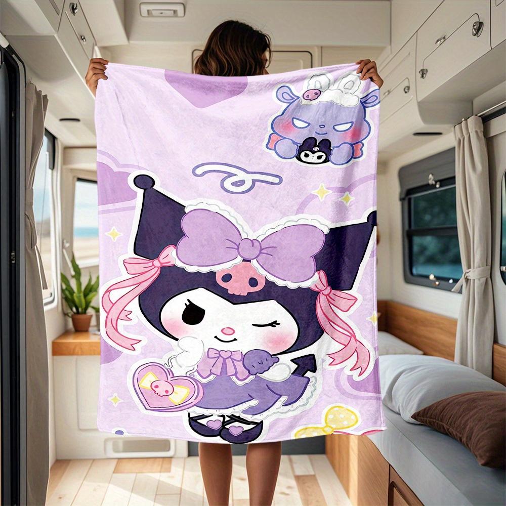 

1pc Cute, Purple, Bow RV flannel blanket, pattern printed blanket, sofa bed couch car office camping travel warm comfortable soft blanket, f 130x150cm