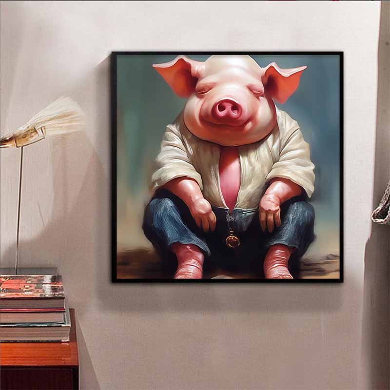 New Arrival 5D DIY Full Circle Diamond Painting "Pig Man" Embroidery Cross Stitch Home Decor Gift
