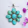 Turquoise Cluster Pendant, 925 Sterling Silver Pendant, Natural Arizona Turquoise Pendant, Gemstone Pendant, Anniversary Pendant
