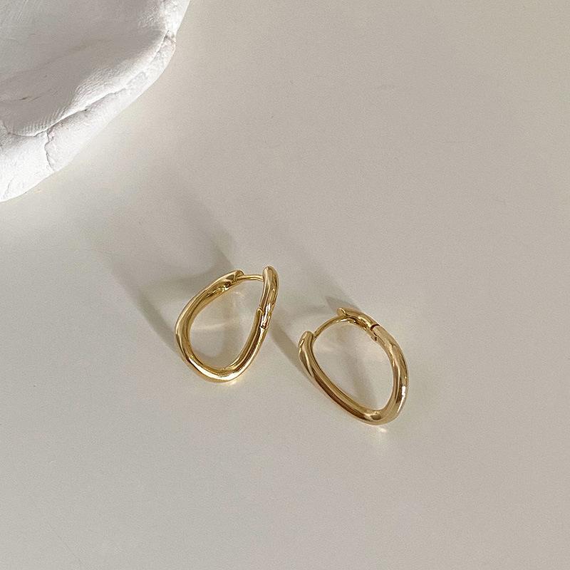 

Новые корейские серьги-кольца медного цвета 2025 года для женщин, трендовые винтажные геометрические серьги-пусеты с цирконом золотой