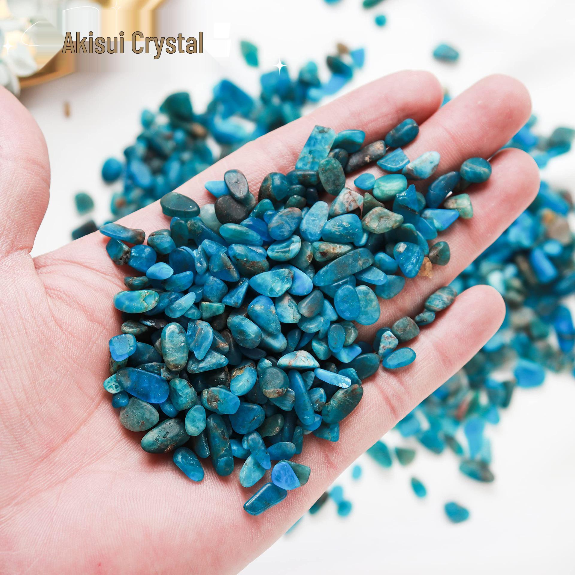 

Натуральний синій апатит кристалічний подрібнений камінь для акваріумів, квіткових горщиків та ландшафтних прикрас Under 5mm 100g