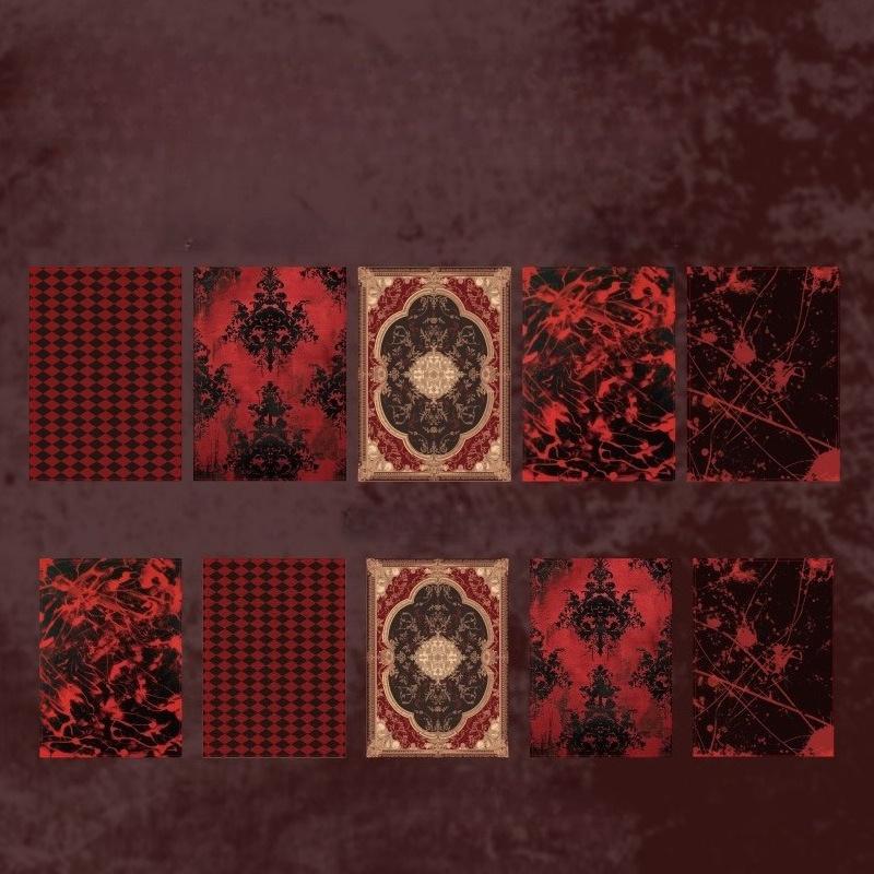 10Sheets/Pack Lightweight Paper Material Paper, Black/Red/Blue/Golden Dark Style, For Hand Account Decoration, Halloween Gift Packaging