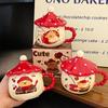 Cute Cartoon Cherry Puppy Ceramic Mug with Lid Creative Office Coffee Cup Home Water Cup Souvenir