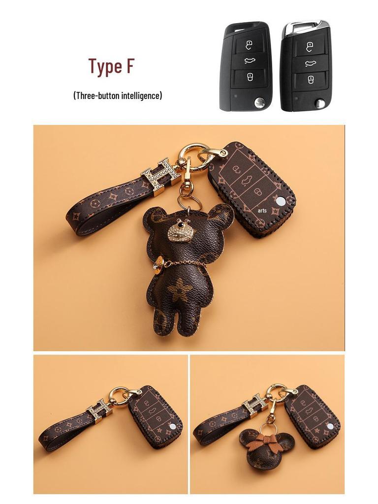 Volkswagen Car Key Cover for Sagitar, Bora, Lavida, T-Roc, Tiguan L, Golf 8, Tayron, POLO with Women's Bag Buckle