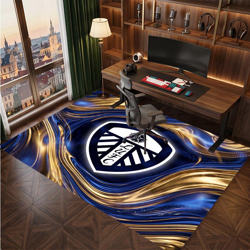 Tappeto in Velluto di Cristallo con Stampa del Leeds United Football, Comodo Assorbente d'Acqua Antiscivolo Tappeto per Pavimenti Interni