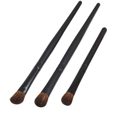 Pony Hair Eyeshadow Brush Set: 3-Piece Slanted Nose Shadow Brush & Short Handle Blending Brush