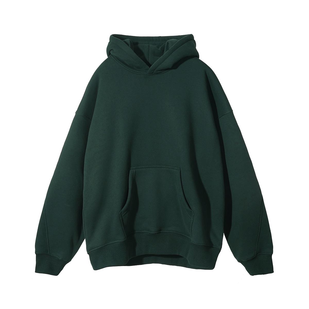 

2024 Autumn/Winter European & American Trendy Men s Solid Color Patchwork Velvet Hoodie XL оливковий колір