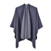 Women S Double Sided Faux Cashmere Split Shawl Cloak Warm Air Condition Blanket