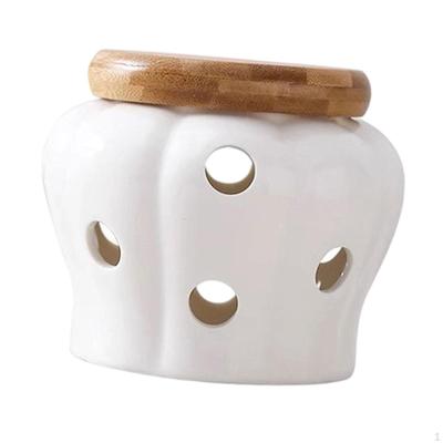 Porcelain Garlic Keeper Cellar Pot Pumpkin Shaped Portable Stoneware Snacks Candy Storage Container