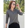 Half Turtleneck Striped Base Shirt Spring Autumn Girls Clothes Zipper Fashion Long Sleeve Women Top