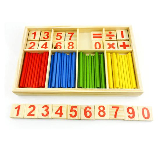 Counting Sticks Wooden Building Block Montessori Mathematical Kids Education Toy