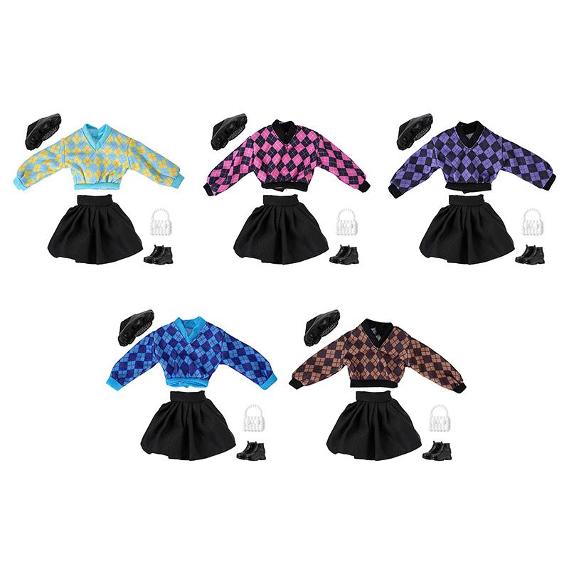 5 Styles For 30cm Doll Fashionable Plaid Clothes Outfit Dress Skirt Hat Bag Set Accessories Christmas Birthday Toy For Girls