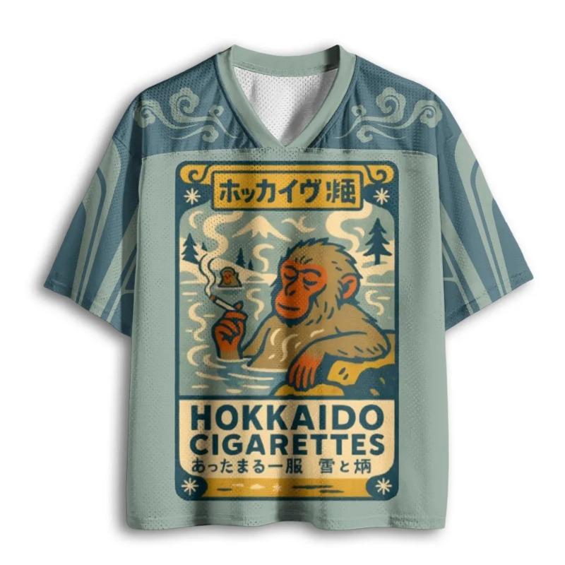 Summer Hot Selling Retro Fun Smoking Monkey Print V-neck Y2K Fashion Jersey for Adults Children Plus Size Casual Sports T-shirt