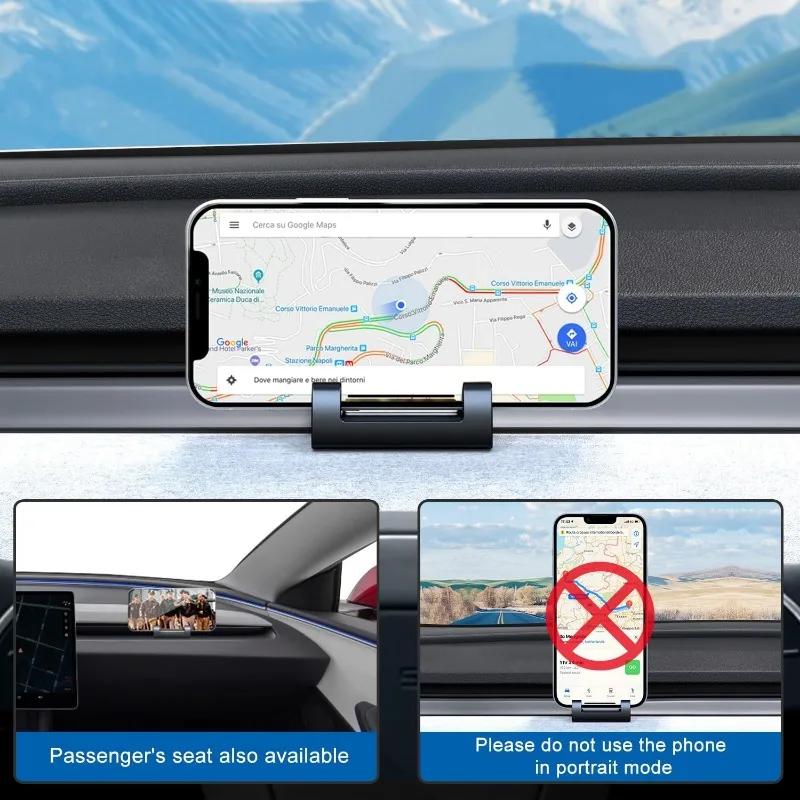 1/2Pcs Silicone Car Mobile Phone Stand Dashboard Navigation Stand Vent Hook Glasses Stand for Tesla Model 3 Y Highland 2026-2026