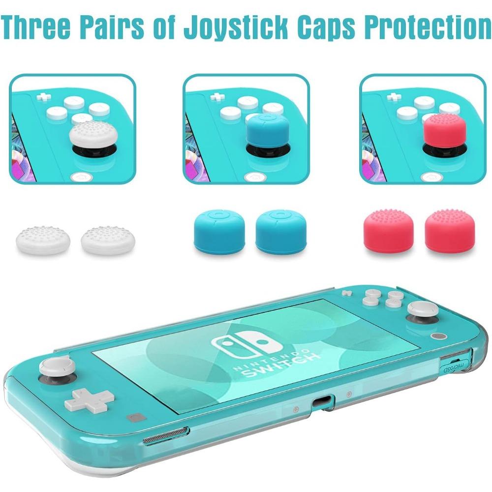 Switch Lite Protective Case with 10 Game Card Compartments Tempered Glass Screen Protector and 6 Thumb Cover Accessories