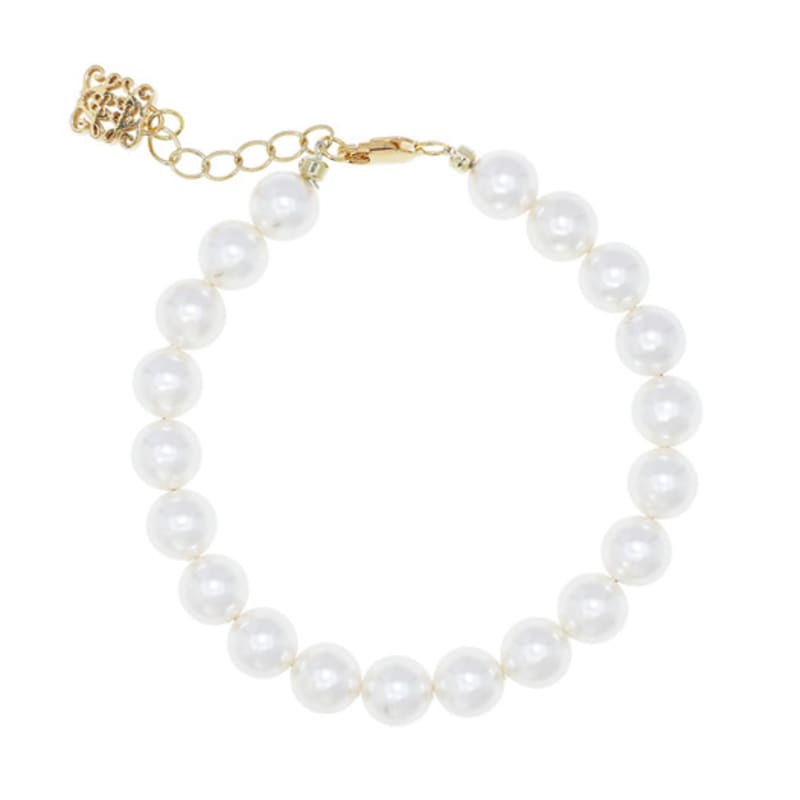 jewelCOUNTY Classic Anagram Pearl Bralcet[White/92.5Silver]
