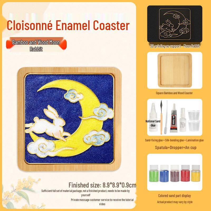 Cloisonné DIY Coaster Kit: Jingtailan No-Wire-Drawing, Chinese Style, Handmade Team Building Activity