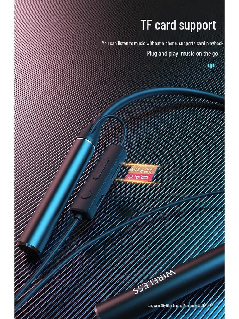 Ultra-Long Standby 5.1 Bluetooth Neckband Headphones with Card Slot & Heavy Bass, Compatible with Huawei, OPPO, Vivo, Apple.