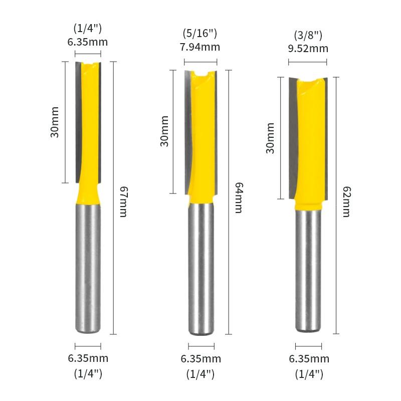 1/4 Shank Straight Bit Tungsten Carbide Single Double Flute Router Bit Wood Milling Cutter For Woodwork