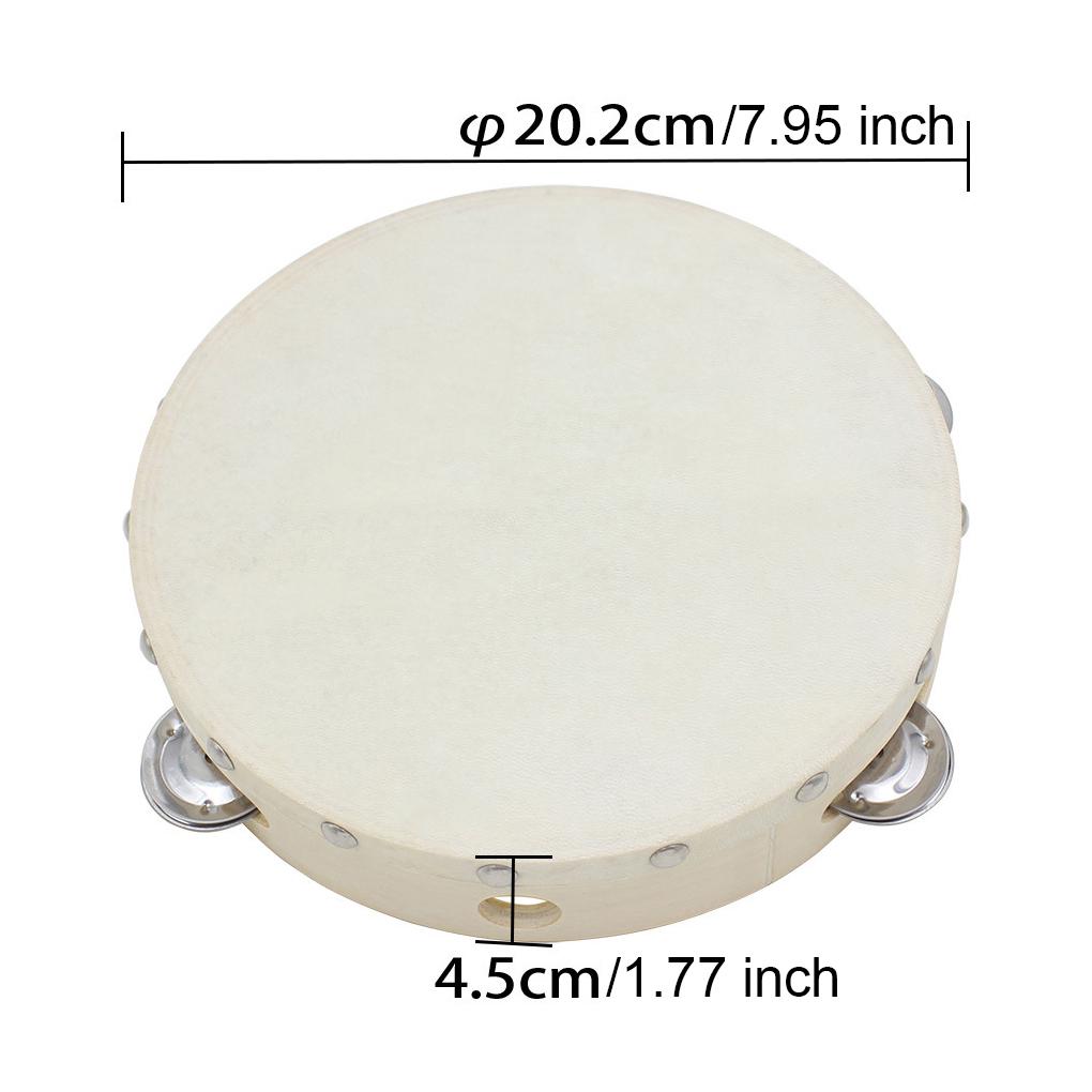 Percussion Music Toy - 8 - Inch Tambourine Hand Drum with Single - Row Bells for Kindergarten, School, Dancing & KTV