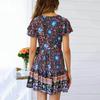 V-neck Sexy Tight-fitting Ruffle Dress Bohemian Small Fresh Print Dress