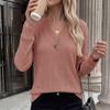 Women's V Neck Button Down Pleated Loose Long Sleeve T Shirt