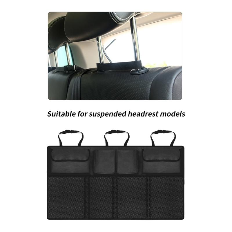Trunk Hanging Organizers, Backseat Bag, Car Interior Accessories with 4 Pockets & 4 Mesh Pouches for Groceries
