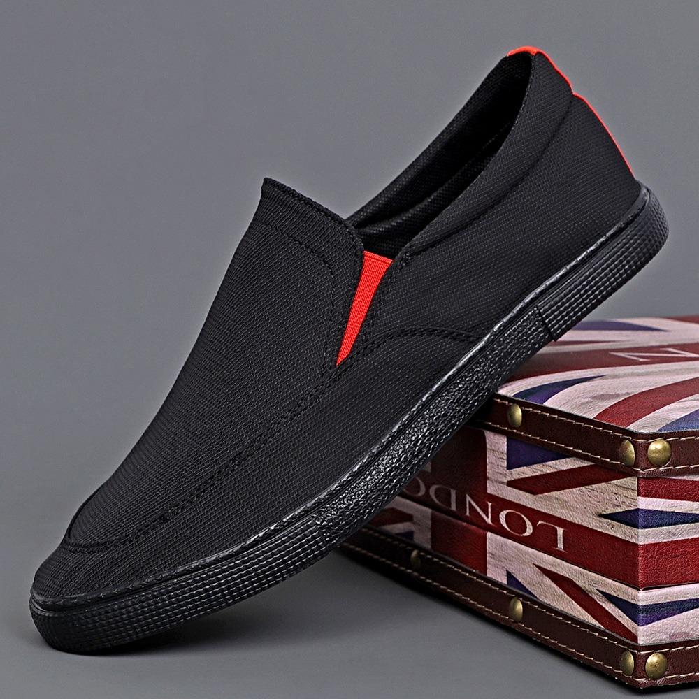 

Fashion New Men s Canvas Shoes Fashion Casual Shoes Slip on Low Top Designer Loafers Shoes Summer Flat Breathable Sneakers BD24062 38 чёрный