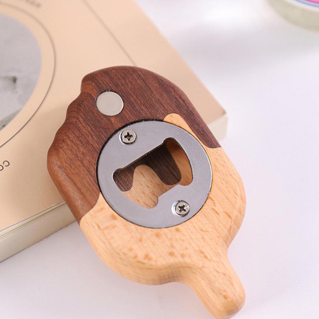 Magnetic Walnut Bottle Opener , Ice Cream Model,Suitable for Home Decoration and Bar