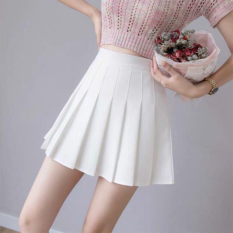 Women's High Waist Solid Color Pleated A-Line Short Skirt for Spring and Autumn 2025