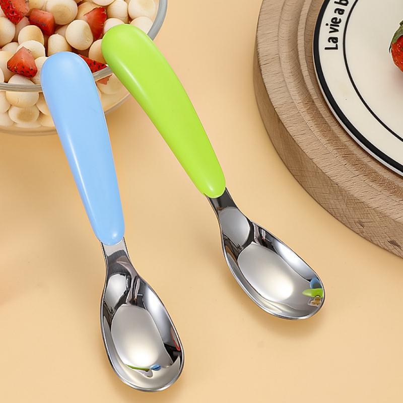 BPA Free Stainless Steel Baby Feeding Spoon Creative Flat Bottom Scoop Easy To Clean for Home Infant Feeding Use